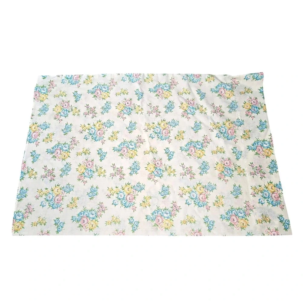 Vintage Set of 2 Floral Pastel Standard Pillowcase Cottagecore Farmhouse